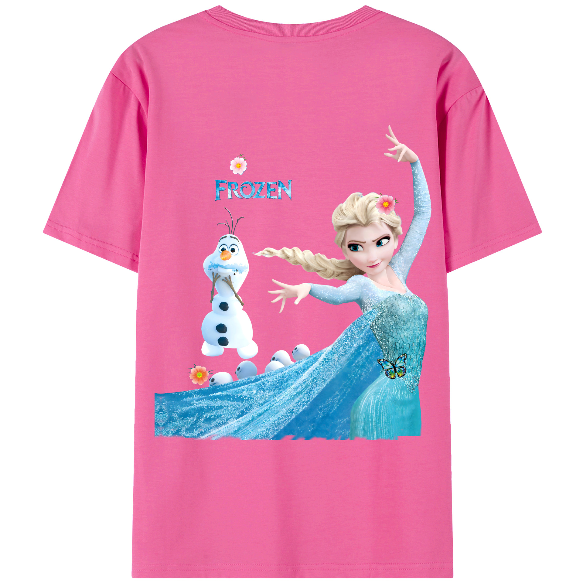 （画像用） アナと雪の女王 アンナ エルサ Frozen Anna Elsa レディース半袖Tシャツ(バックプリント)
